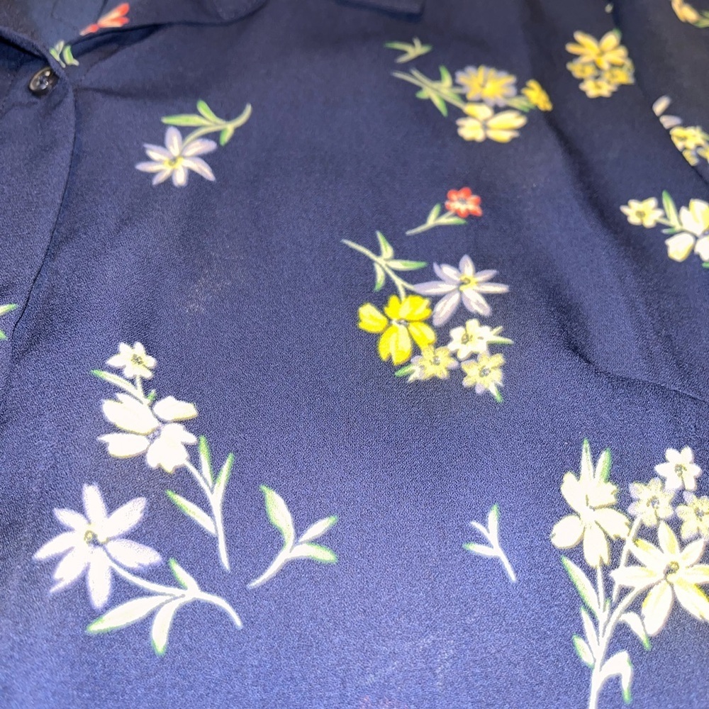 Banana Republic Navy Floral dress Shirt - Picture 3 of 4